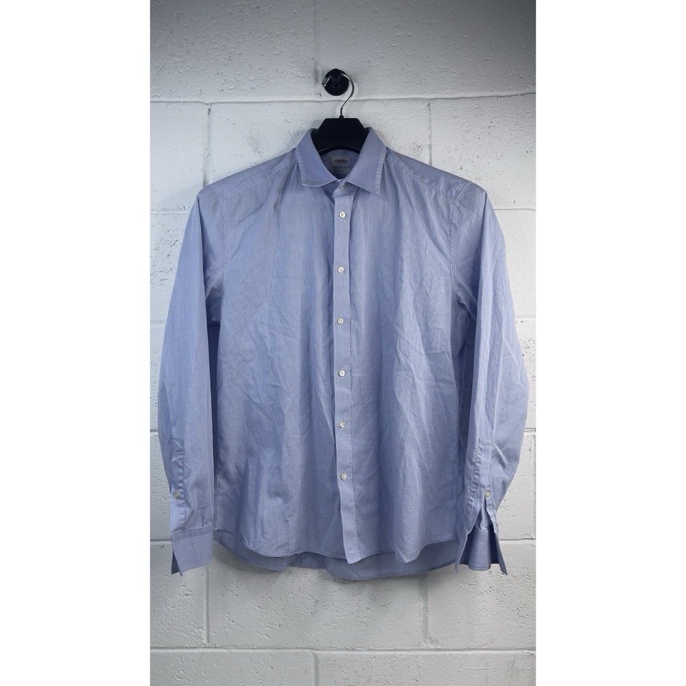KENZO  Men's Cotton Light Blue Micro Pattern Slim Fit  Button Up Shirt 43/17